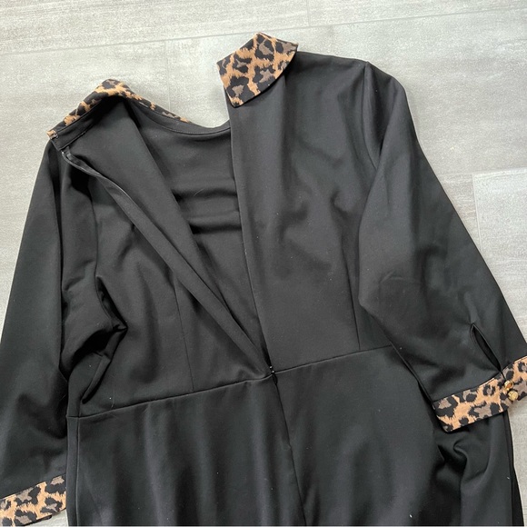 Talbots size 20 black dress with animal print trim - Picture 9 of 15